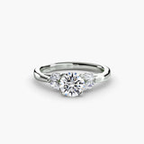 AURELIA – Round Cut Four-Stone Shoulder Ring Setting in 950 Platinum | SARATTI