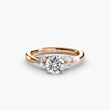 AURELIA – Round Cut Four-Stone Shoulder Ring Setting in Rose Gold | SARATTI