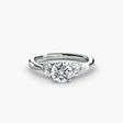 AURELIA – Round Cut Four-Stone Shoulder Ring Setting in White Gold | SARATTI