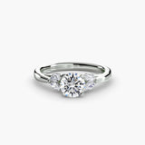 AURELIA – Round Cut Four-Stone Shoulder Ring Setting in White Gold | SARATTI