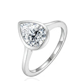 Aurelia's Embrace – Natural Pear-Cut Diamond Bezel Ring