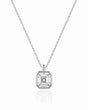 AUREX Asscher Cut bezel necklace setting in white gold | SARATTI