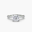 AUREX – Asscher Cut Pavé Cathedral Ring Setting in White Gold | SARATTI