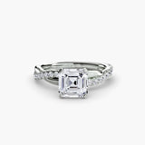 AUREX – Asscher Cut Pavé Solitaire Ring Setting in 950 Platinum | SARATTI
