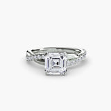 AUREX – Asscher Cut Pavé Solitaire Ring Setting in White Gold | SARATTI