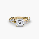 AUREX – Asscher Cut Pavé Solitaire Ring Setting in Yellow Gold | SARATTI