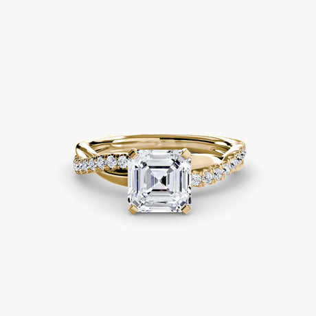 AUREX – Asscher Cut Pavé Solitaire Ring Setting in Yellow Gold | SARATTI