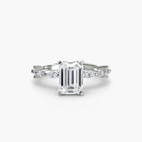 AUREX CATHEDRAL – Emerald Cut Pavé Solitaire Ring Setting in 950 Platinum, standalone product view | SARATTI