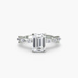 AUREX CATHEDRAL – Emerald Cut Pavé Solitaire Ring Setting in White Gold, standalone product view | SARATTI