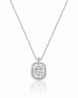 AUREX Cushion Cut bezel necklace setting in white gold | SARATTI