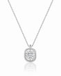 AUREX Cushion Cut bezel necklace setting in white gold | SARATTI