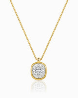 AUREX Cushion Cut bezel necklace setting in yellow gold | SARATTI