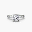 AUREX – Cushion Cut Pavé Cathedral Ring Setting – White Gold view | SARATTI