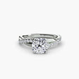 AUREX – Cushion Cut Pavé Solitaire Ring Setting – White Gold view | SARATTI