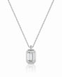 AUREX Emerald Cut bezel necklace setting in white gold | SARATTI