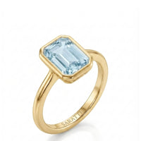 AUREX – Emerald Cut Aquamarine Bezel Ring Setting