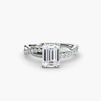 AUREX – Emerald Cut Pavé Band Solitaire Ring Setting