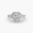 AUREX HALO Heart Cut Three-Stone Halo Diamond Ring Setting in White Gold | SARATTI