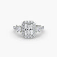 AUREX HALO Radiant Cut Three-Stone Halo Diamond Ring Setting in White Gold | SARATTI