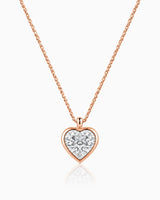 AUREX Heart Cut bezel necklace setting in rose gold | SARATTI