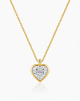 AUREX Heart Cut bezel necklace setting in yellow gold | SARATTI