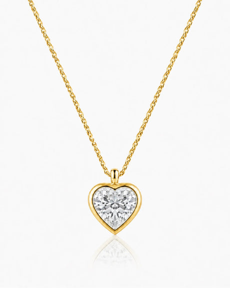 AUREX Heart Cut bezel necklace setting in yellow gold | SARATTI