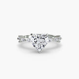 AUREX Heart Cut Pavé Cathedral Ring Setting in White Gold | SARATTI