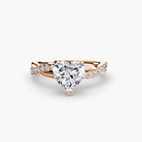 AUREX Heart Cut Pavé Solitaire Ring Setting in Rose Gold | SARATTI