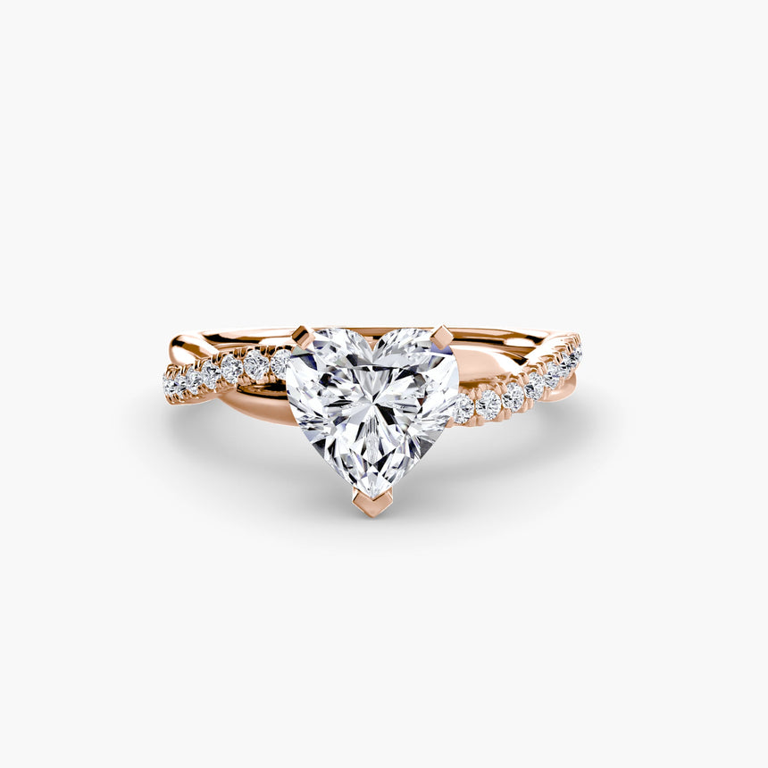 AUREX Heart Cut Pavé Solitaire Ring Setting in Rose Gold | SARATTI