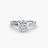 AUREX Heart Cut Pavé Solitaire Ring Setting in White Gold | SARATTI