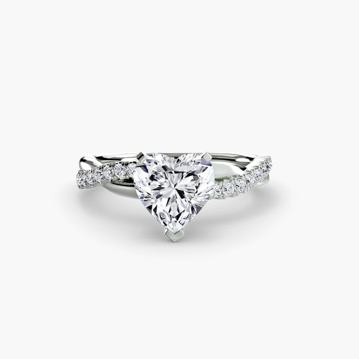 AUREX Heart Cut Pavé Solitaire Ring Setting in White Gold | SARATTI