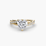 AUREX Heart Cut Pavé Solitaire Ring Setting in Yellow Gold | SARATTI