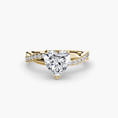 AUREX Heart Cut Pavé Solitaire Ring Setting in Yellow Gold | SARATTI