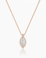 AUREX Marquise Cut bezel necklace setting in rose gold | SARATTI