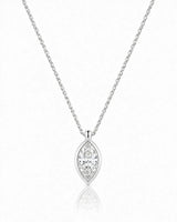 AUREX Marquise Cut bezel necklace setting in white gold | SARATTI