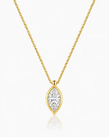 AUREX Marquise Cut bezel necklace setting in yellow gold | SARATTI