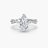AUREX – Marquise Cut Pavé Cathedral Ring Setting in 950 Platinum | SARATTI