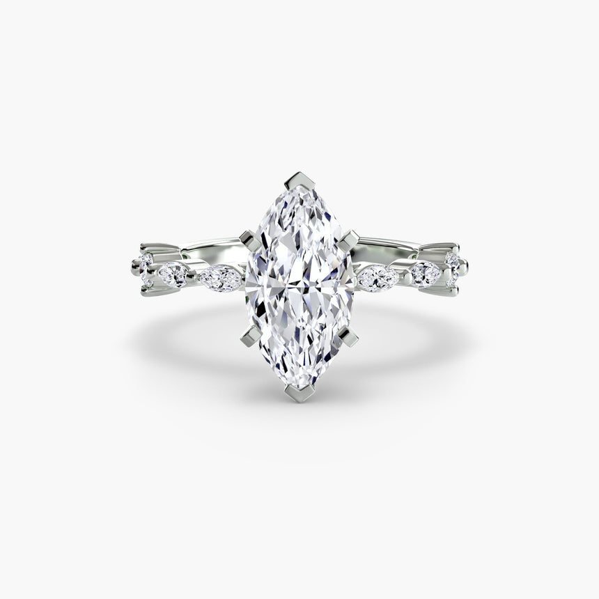 AUREX – Marquise Cut Pavé Cathedral Ring Setting in 950 Platinum | SARATTI