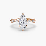 AUREX – Marquise Cut Pavé Cathedral Ring Setting in Rose Gold | SARATTI