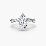 AUREX – Marquise Cut Pavé Cathedral Ring Setting in White Gold | SARATTI