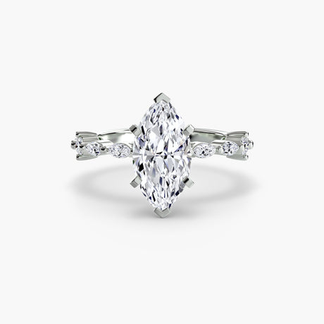 AUREX – Marquise Cut Pavé Cathedral Ring Setting in White Gold | SARATTI