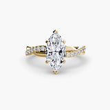 AUREX – Marquise Cut Pavé Solitaire Ring Setting in Yellow Gold | SARATTI