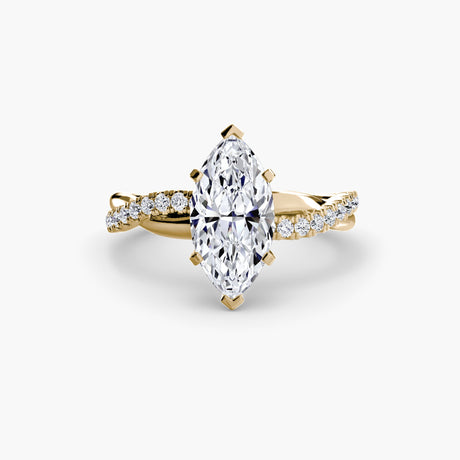 AUREX – Marquise Cut Pavé Solitaire Ring Setting in Yellow Gold | SARATTI