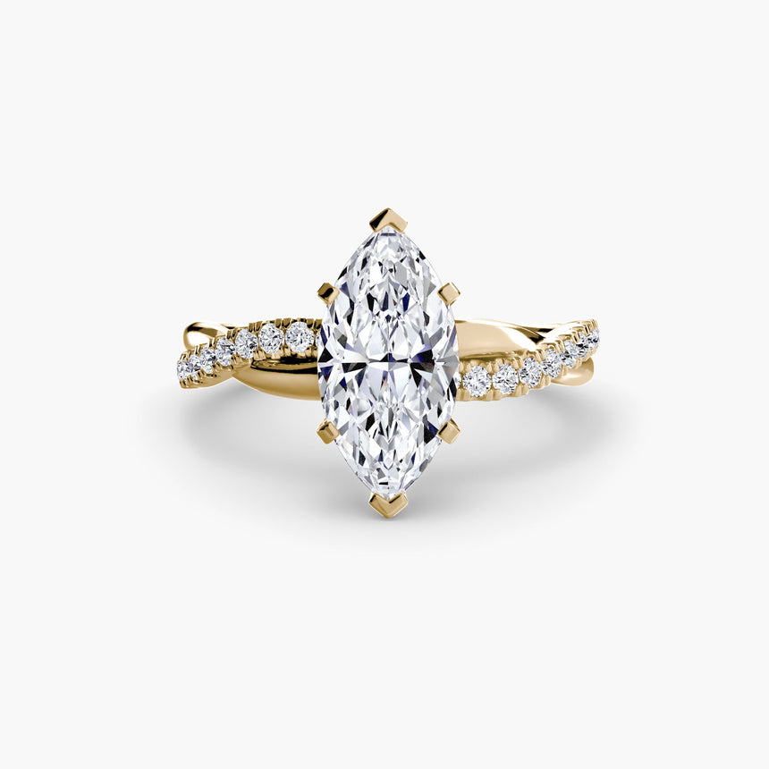 AUREX – Marquise Cut Pavé Solitaire Ring Setting in Yellow Gold | SARATTI