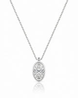 AUREX Oval Cut bezel necklace setting in white gold | SARATTI
