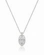 AUREX Oval Cut bezel necklace setting in white gold | SARATTI