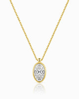 AUREX Oval Cut bezel necklace setting in yellow gold | SARATTI