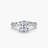 AUREX Oval Cut pavé cathedral ring setting in 950 Platinum | SARATTI