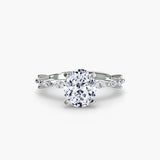 AUREX Oval Cut pavé cathedral ring setting in White Gold | SARATTI