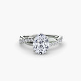 AUREX Oval Cut pavé solitaire ring setting in 950 Platinum | SARATTI